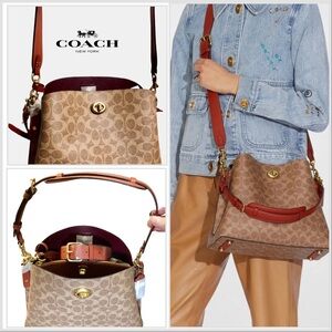 NWT - COACH Willow Shoulder Bag In Signature Canvas with Convertible Straps